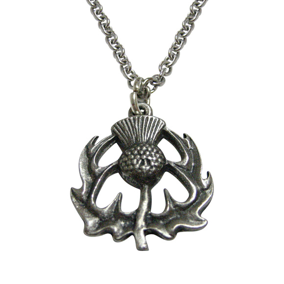 Kiola Designs Jewelry - Textured Scottish Thistle Pendant Necklace